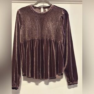 Gentle Fawn Velvet Smocked Blouse in Deep Purple
